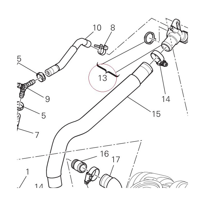 Joint, water hose vertical 81420061A