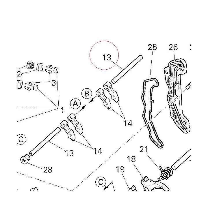 Axle, rocker arm opening 82112001A