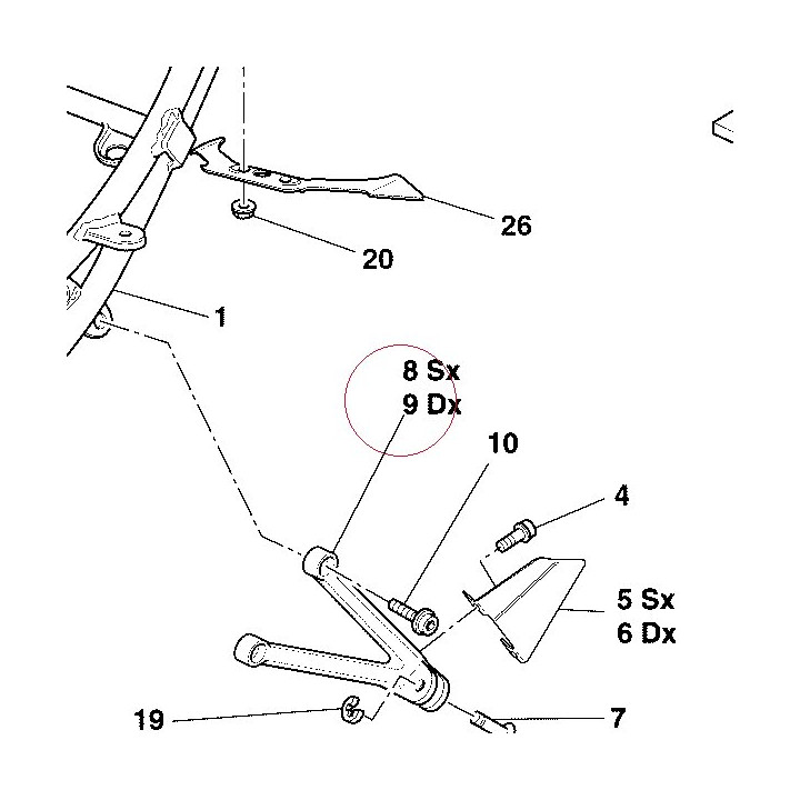 Bracket, rear right footrest 82410811A