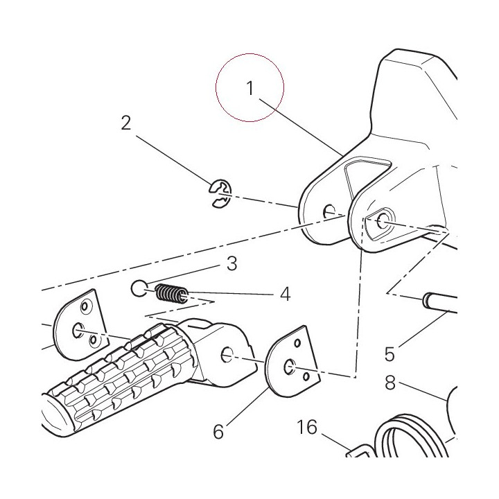 Right foot peg holder plate 82412821AB