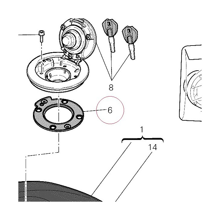 Gasket, fuel tank cap 86640061A
