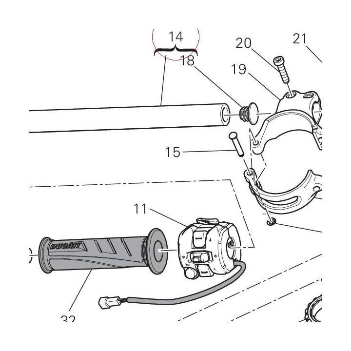 Handlebar tube left 875P1731BA