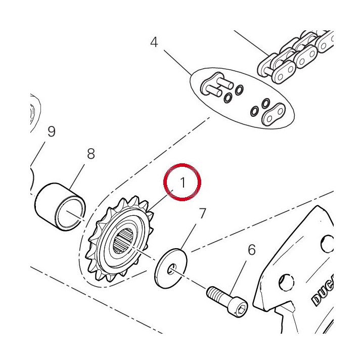 Pignon chaîne D15 44910821A — réf. 44910821A | Ducati Store