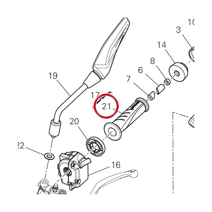 Poignée gauche 36140161A — réf. 36140161A | Ducati Store