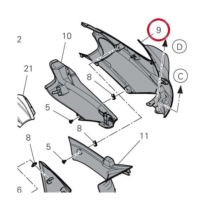 Carene gauche 48218111AA — réf. 48218111AA | Ducati Store