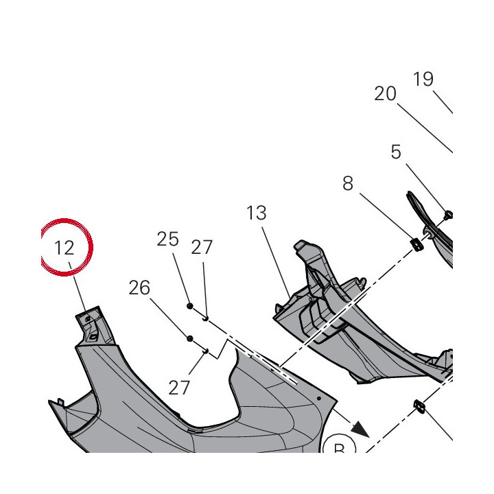 Carene droite 48218101AA — réf. 48218101AA | Ducati Store