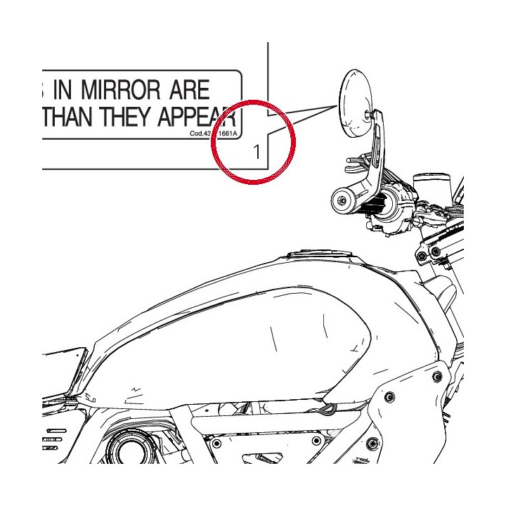Etiquette precaution miroir — réf. 43311661A | Ducati Store