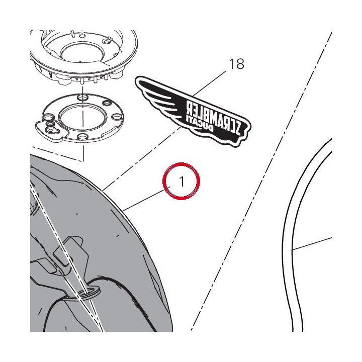 Réservoir carburant — réf. 58613181DD | Ducati Store