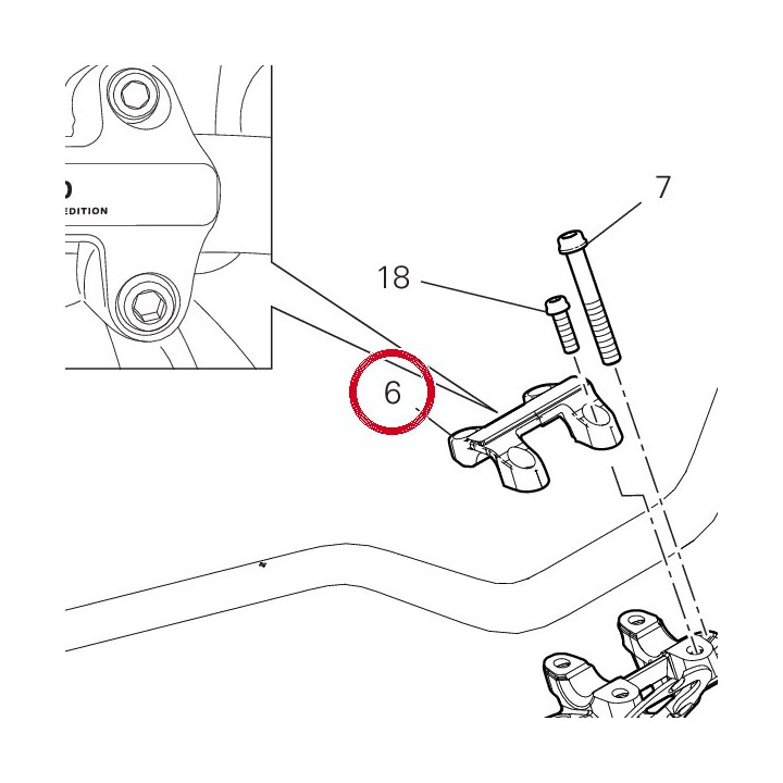 Cavalier guidon, supérieur — réf. 36016651AA | Ducati Store