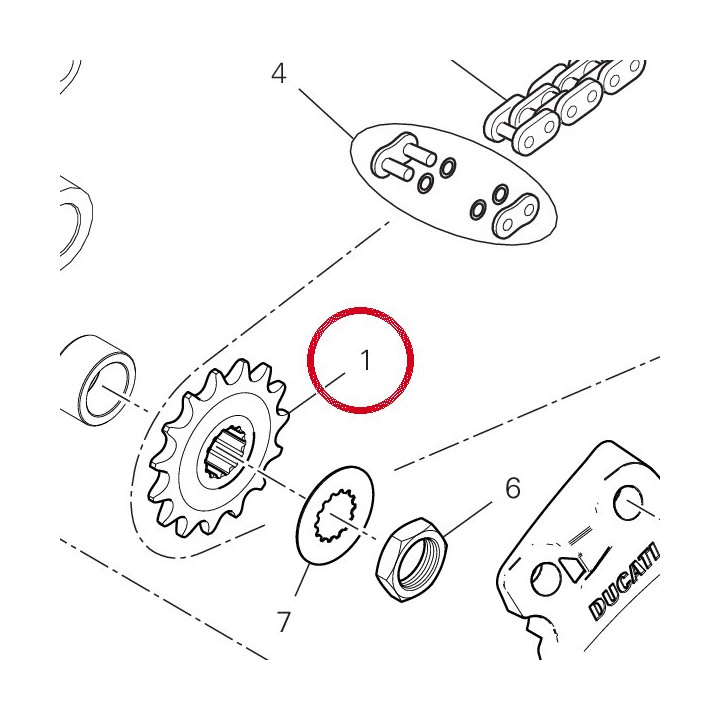 Pignon chaîne D15 44910681A — réf. 44910681A | Ducati Store