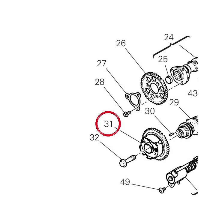 Cam ph. intake rear 52° Evo — réf. 17740071E | Ducati Store