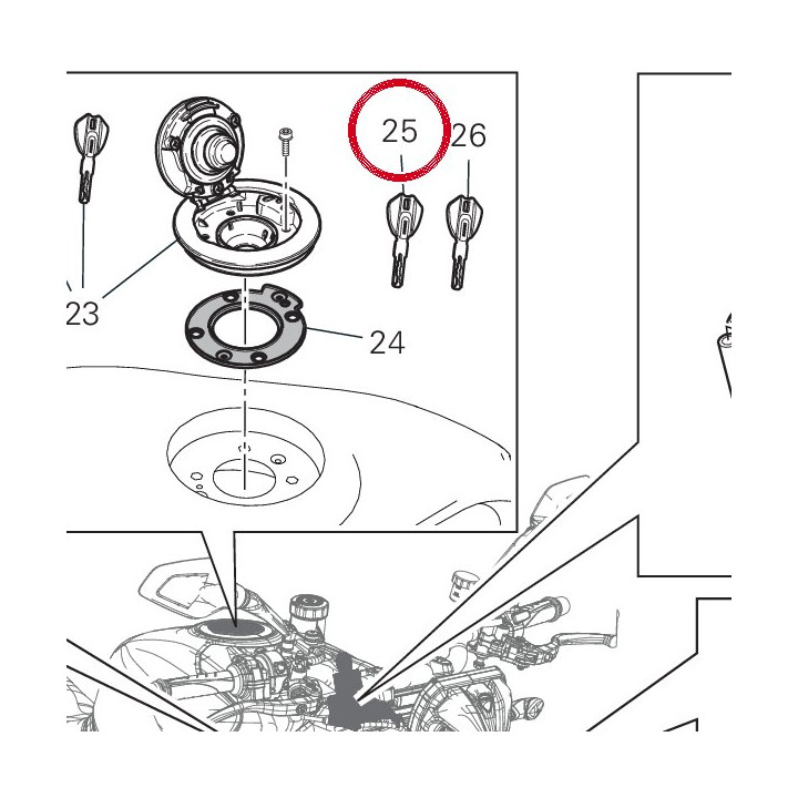 Clé avec transpondeur actif — réf. 59810431A | Ducati Store