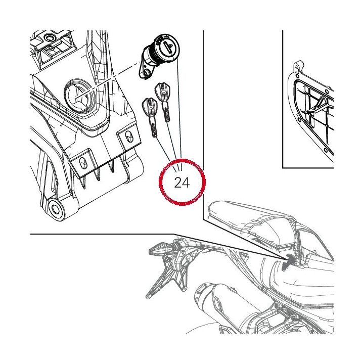 Seat lock 2012 + key — réf. 59822941A | Ducati Store