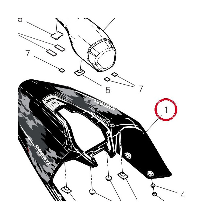 Queue de carénage — réf. 482P7552AC | Ducati Store