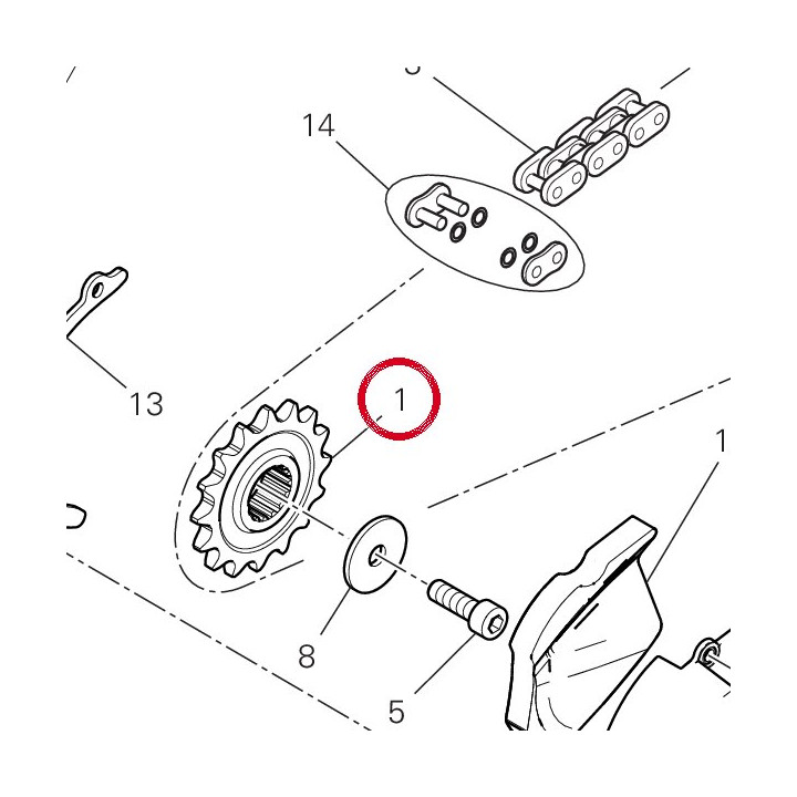 Pignon chaîne D15 44910841A — réf. 44910841A | Ducati Store