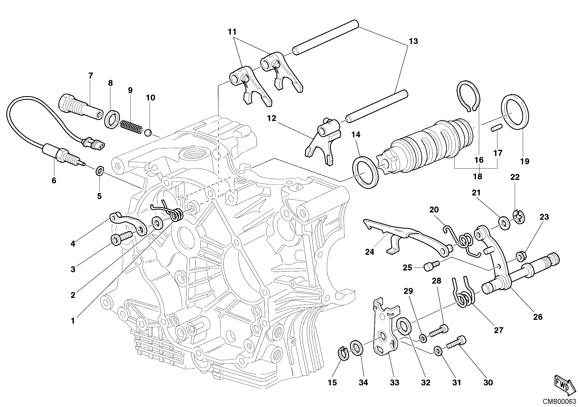 Tambour changement vitesse - fourchette