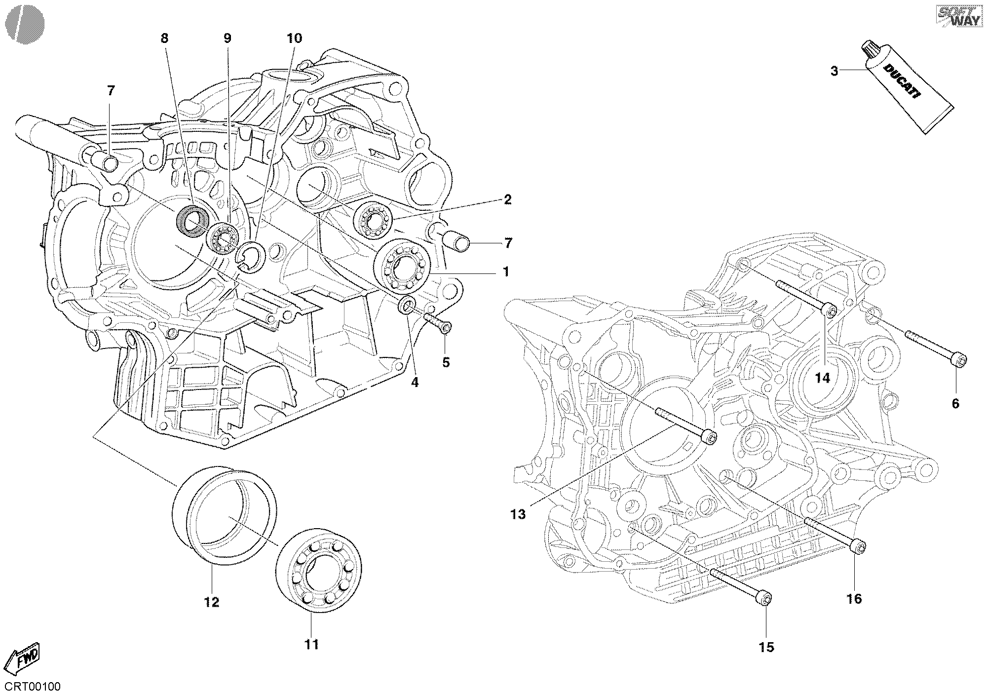 Roulements carter moteur