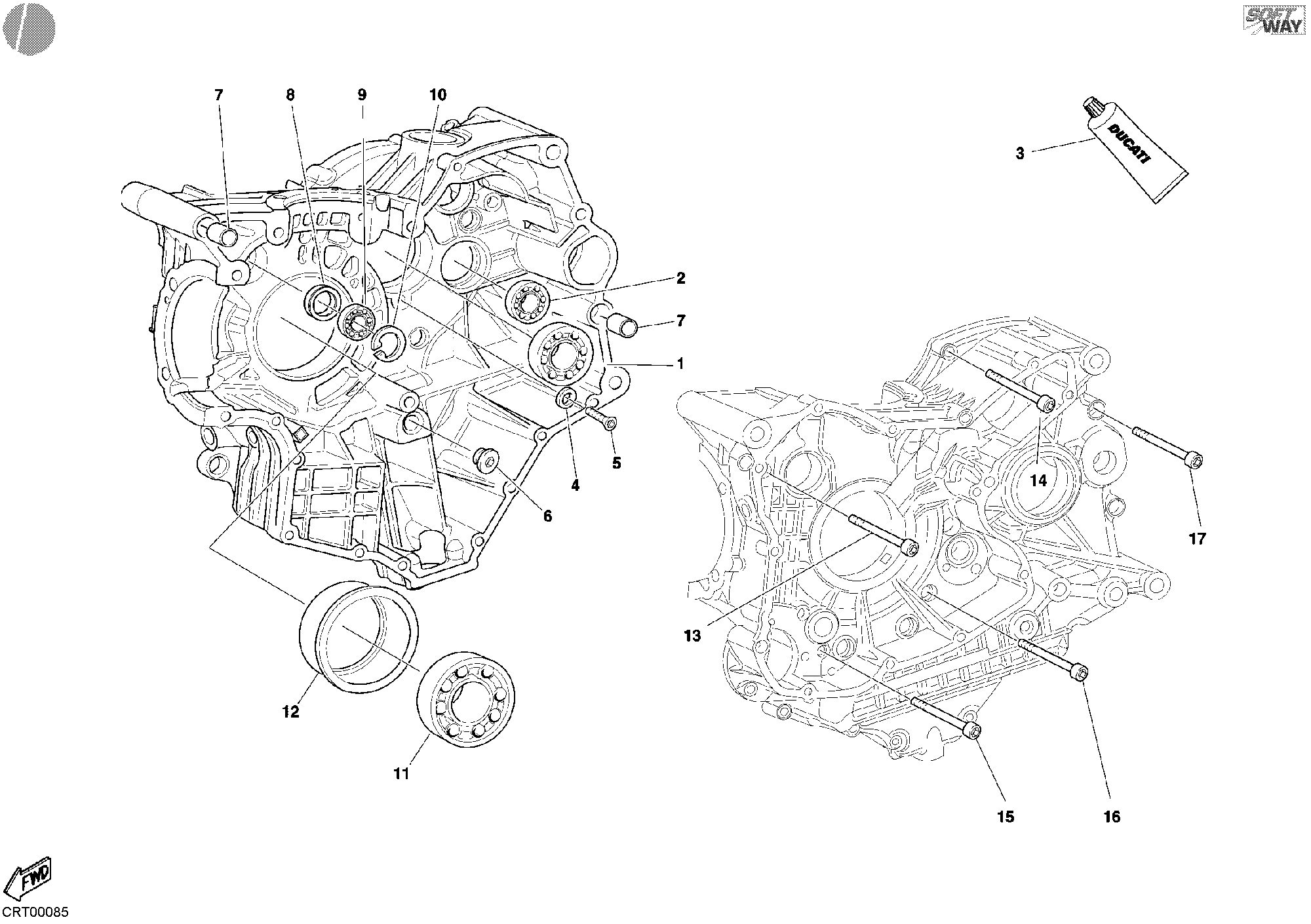 Roulements carter moteur