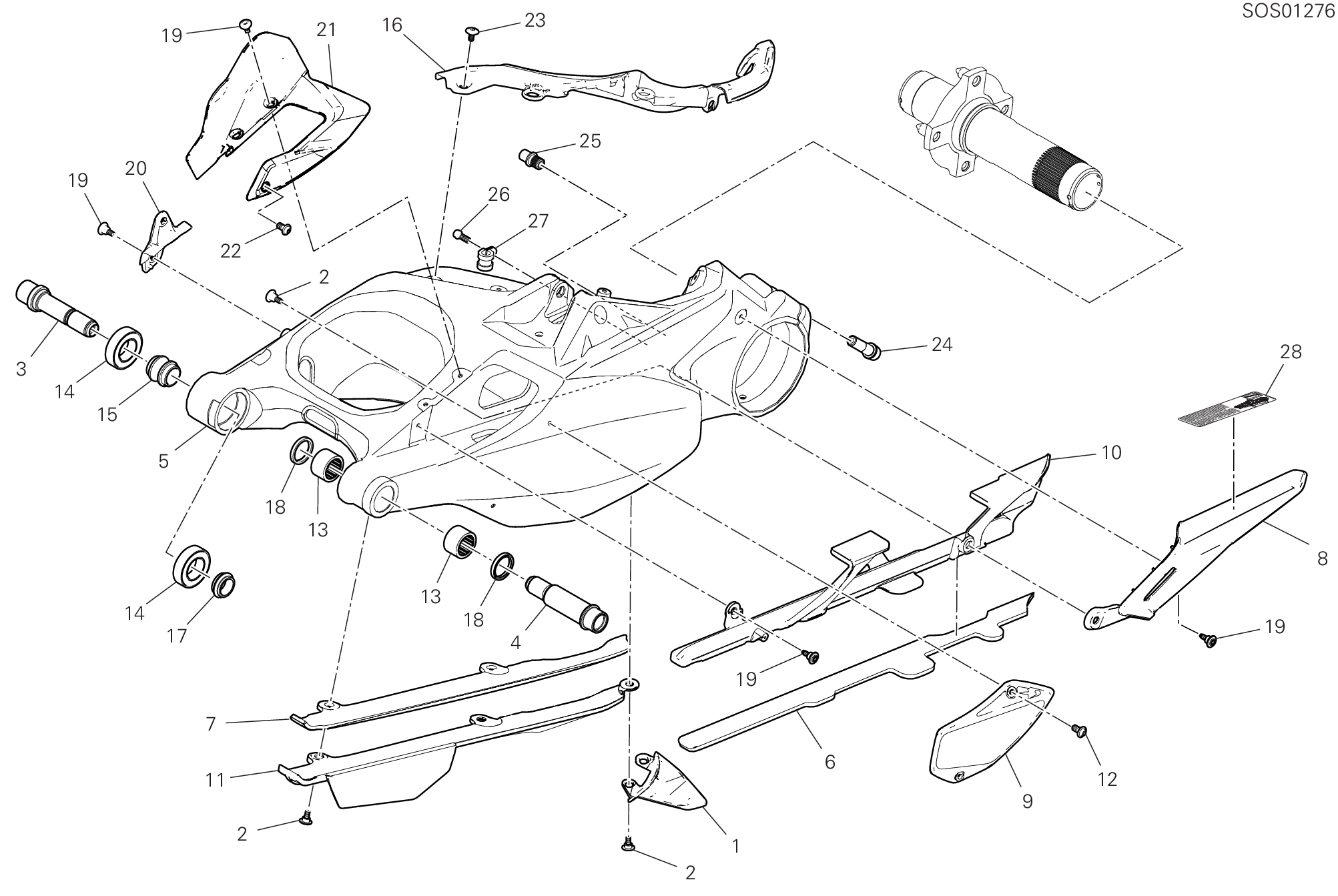 Bras oscillant arrière