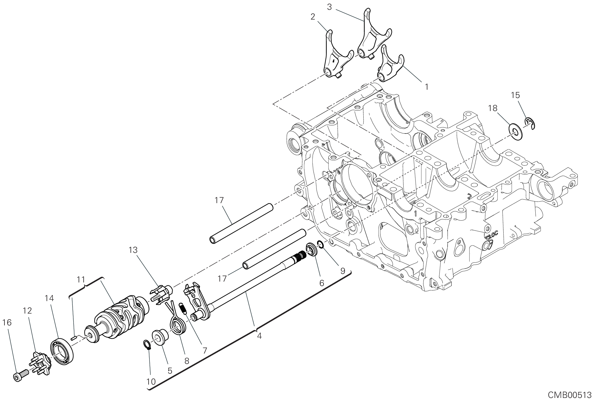 Tambour changement vitesse - fourchette
