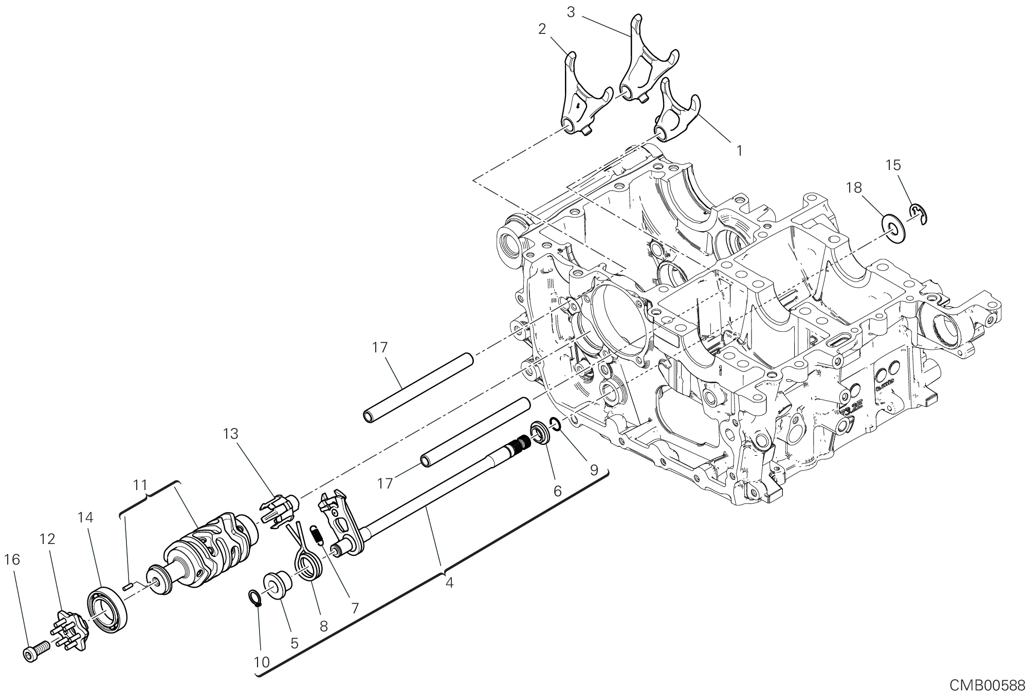 Tambour changement vitesse - fourchette