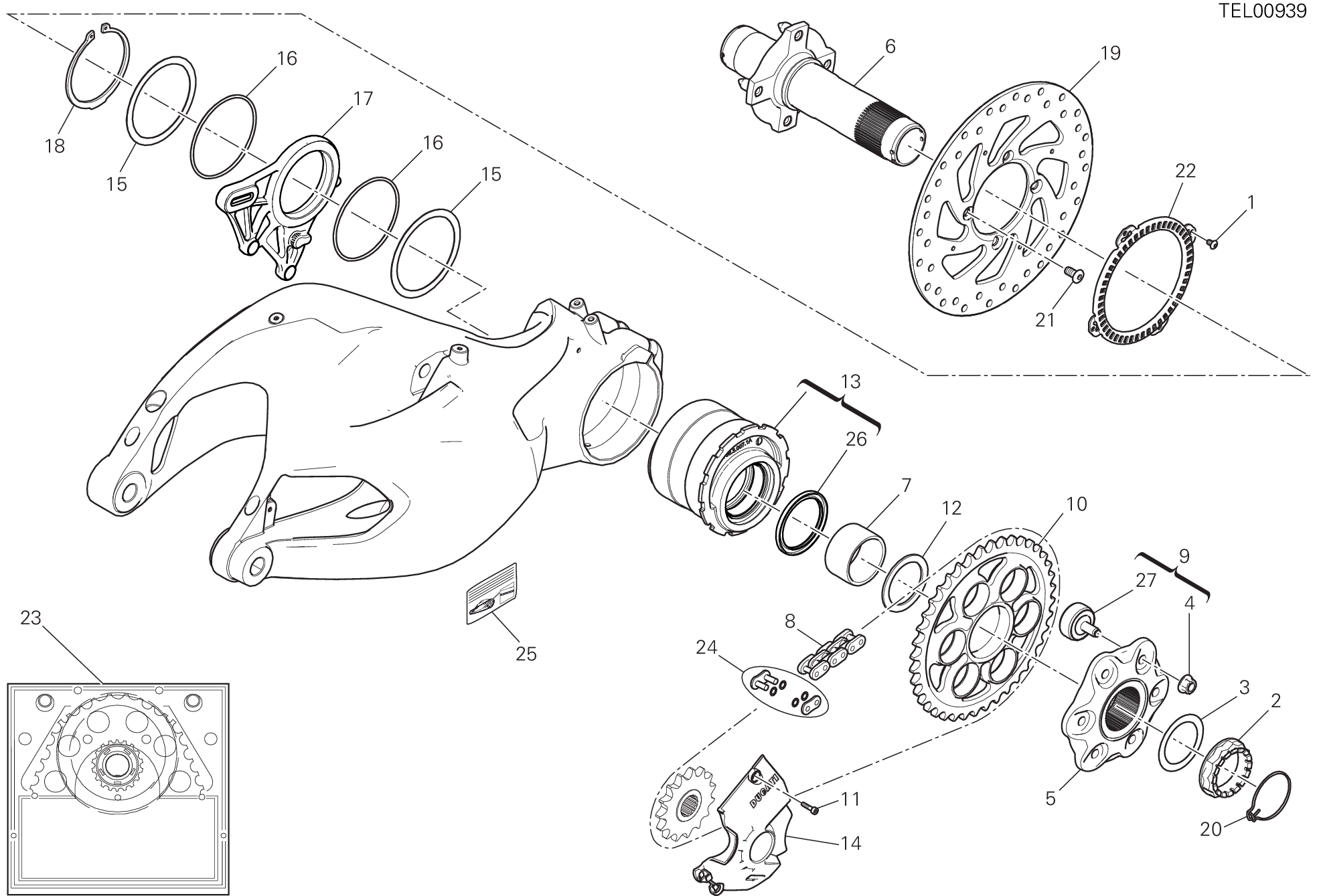 Moyeu roue arrière