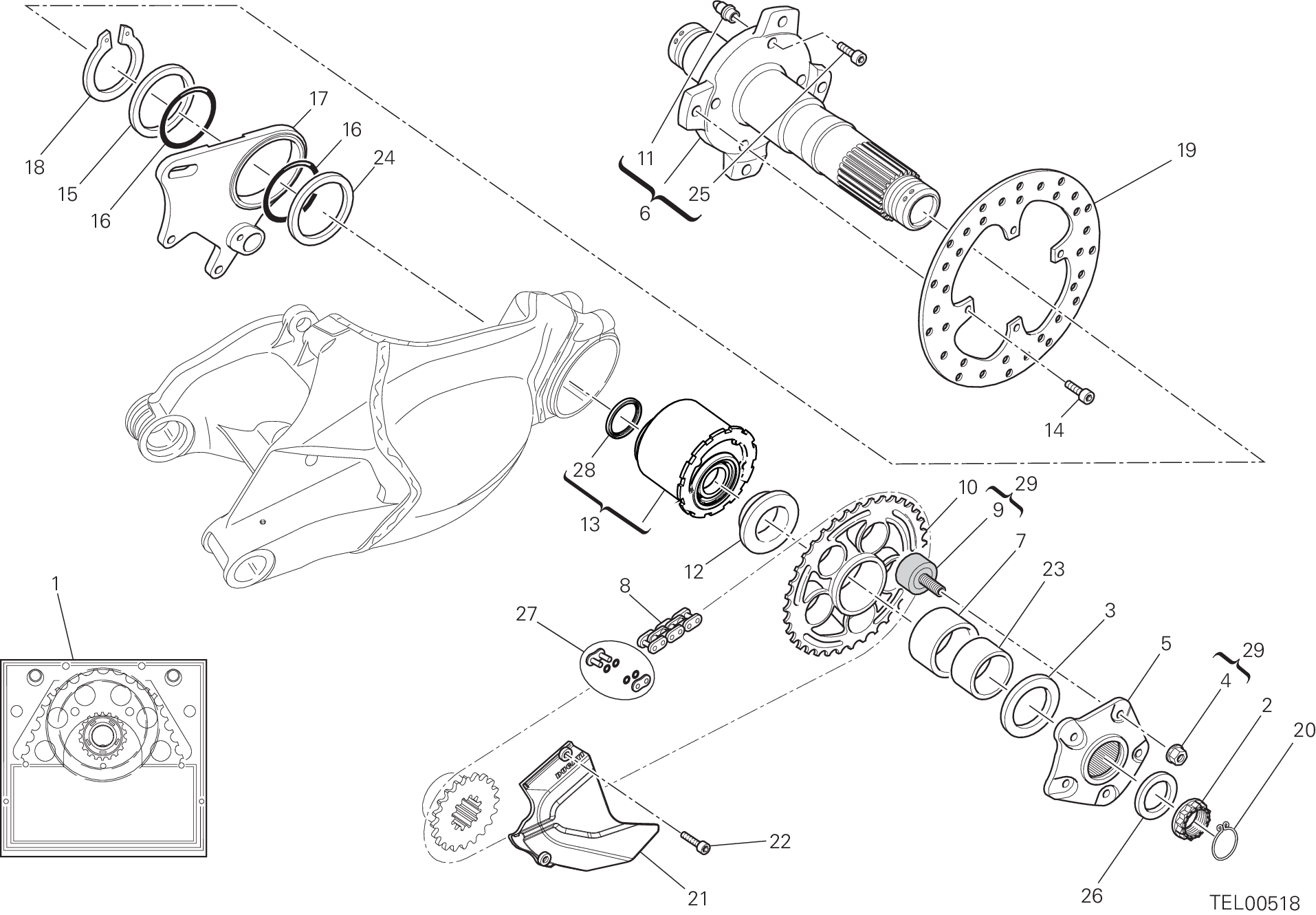 Pivot roue arrière