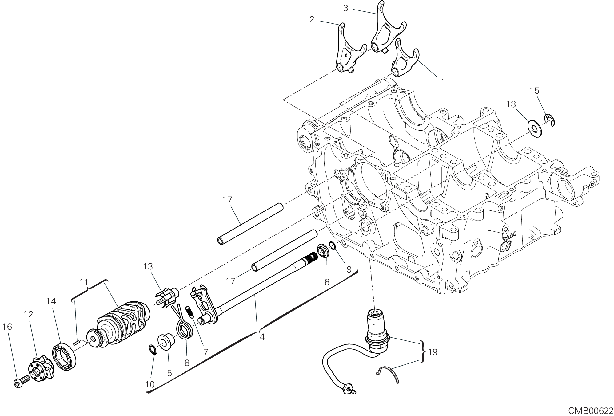 Tambour changement vitesse - fourchette