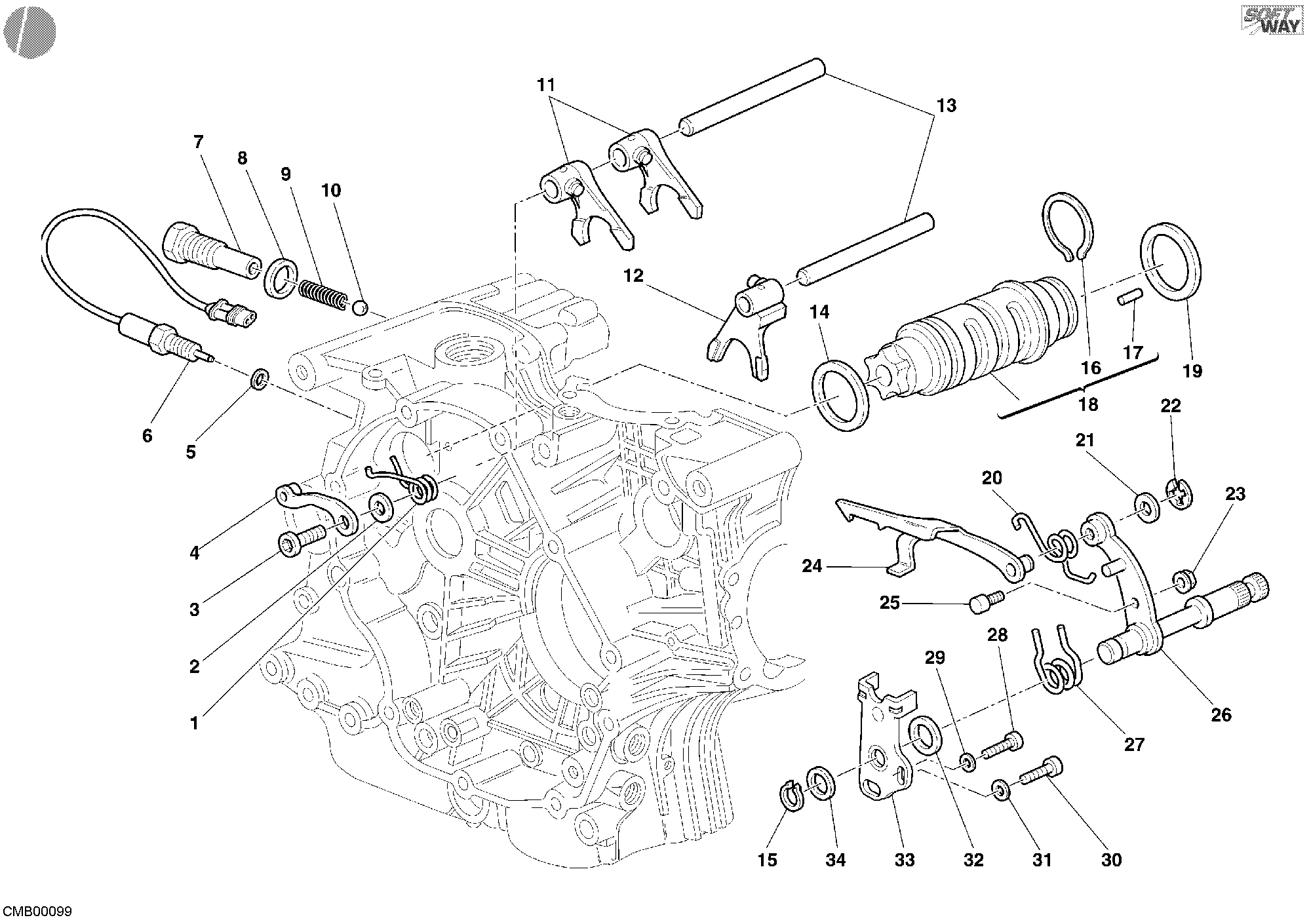 Tambour changement vitesse - fourchette