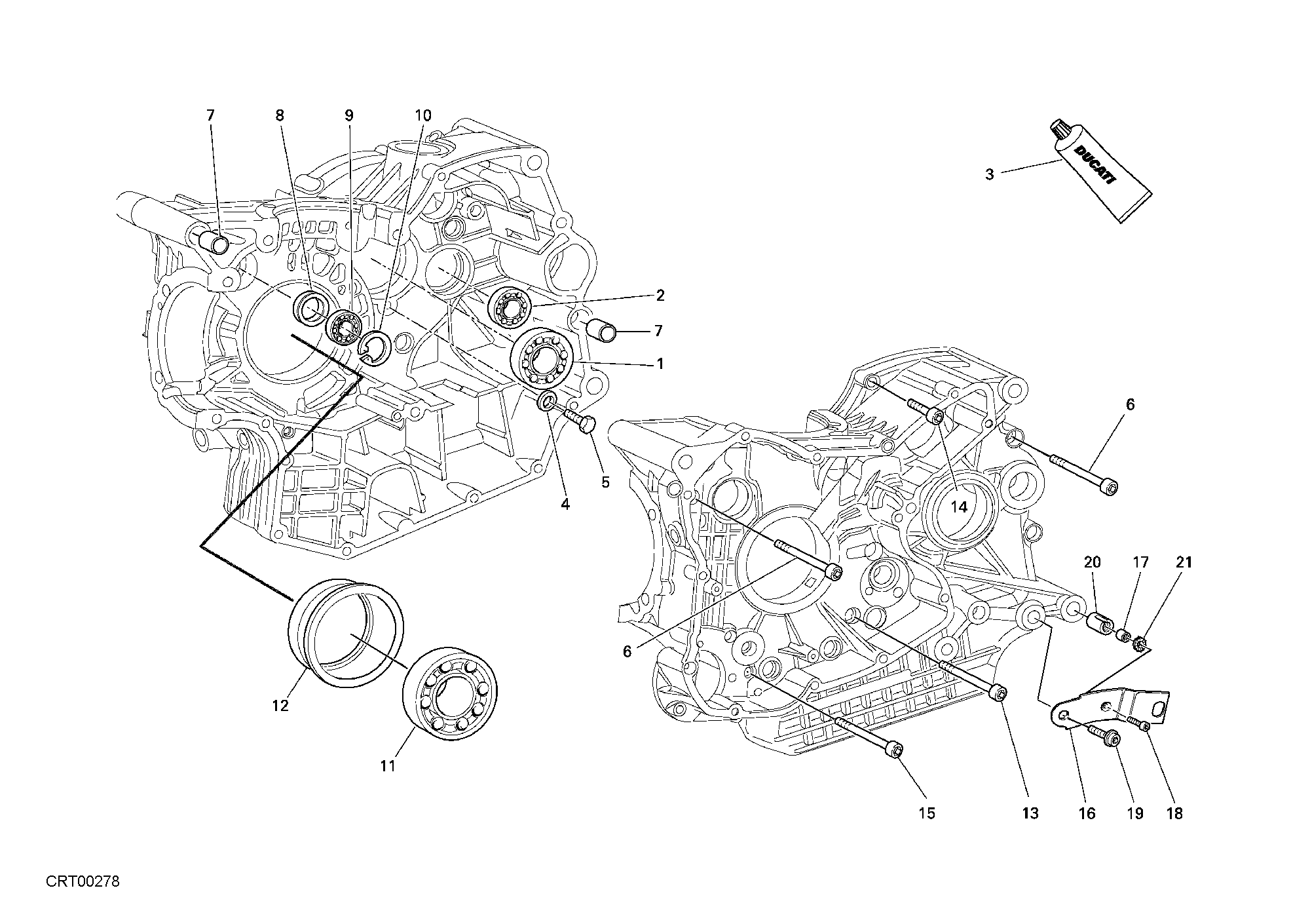 Roulements carter moteur