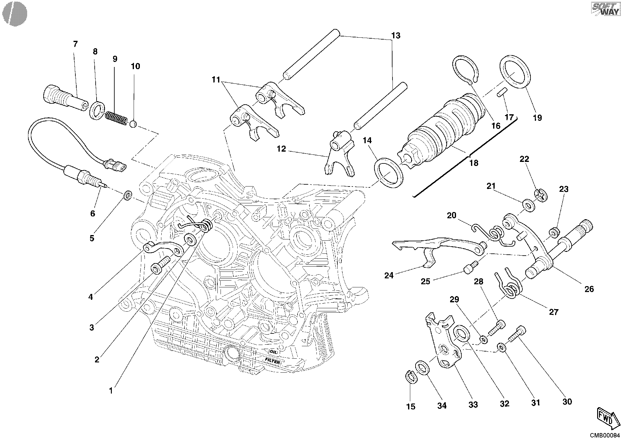 Tambour changement vitesse - fourchette