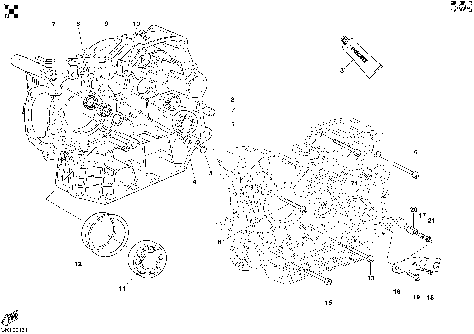 Roulements carter moteur
