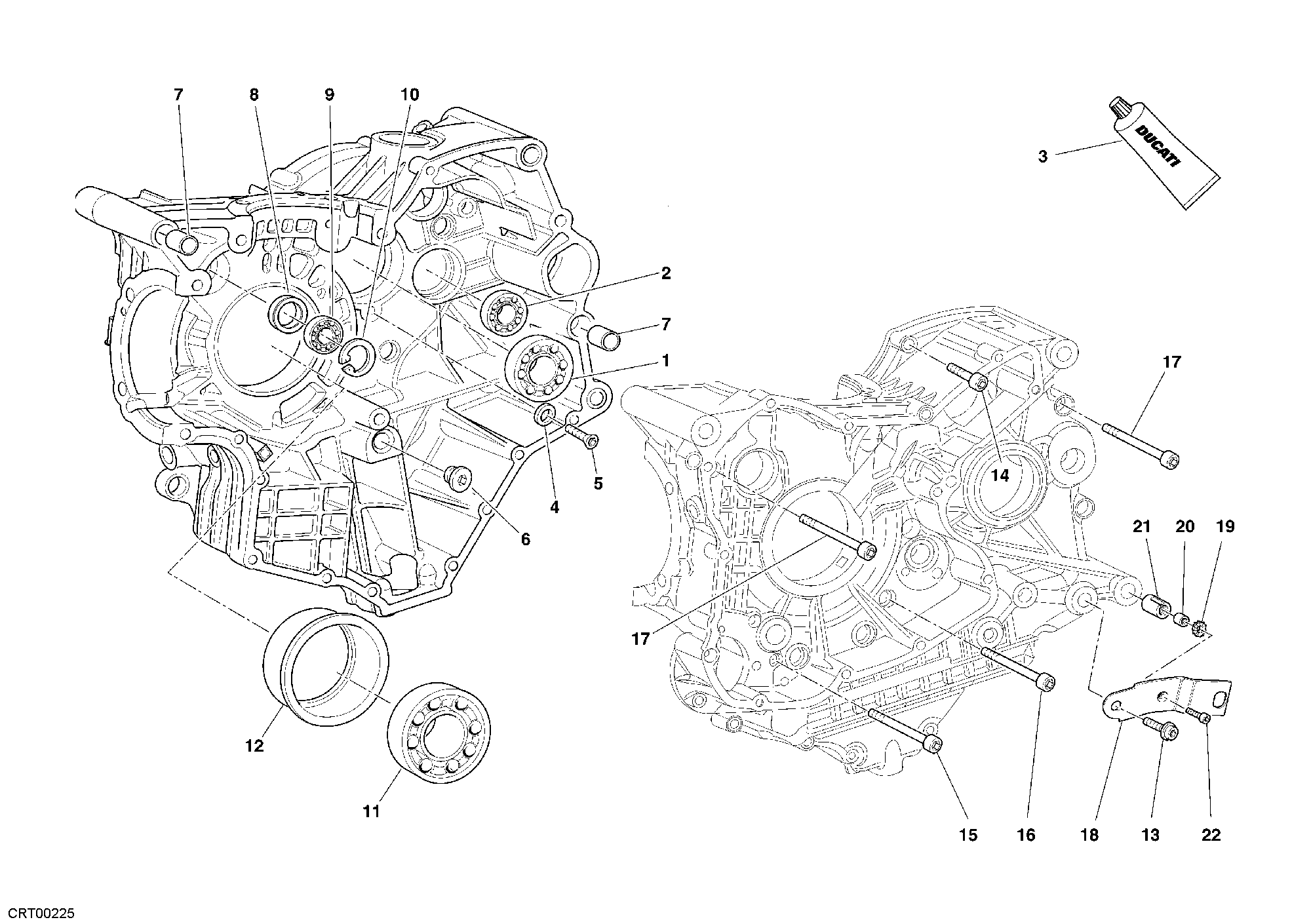 Roulements carter moteur