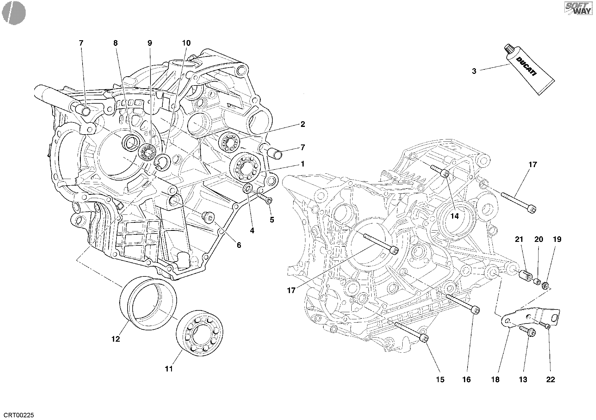 Roulements carter moteur