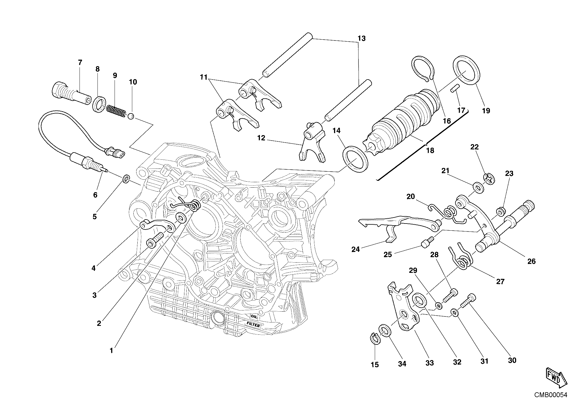 Tambour changement vitesse - fourchette