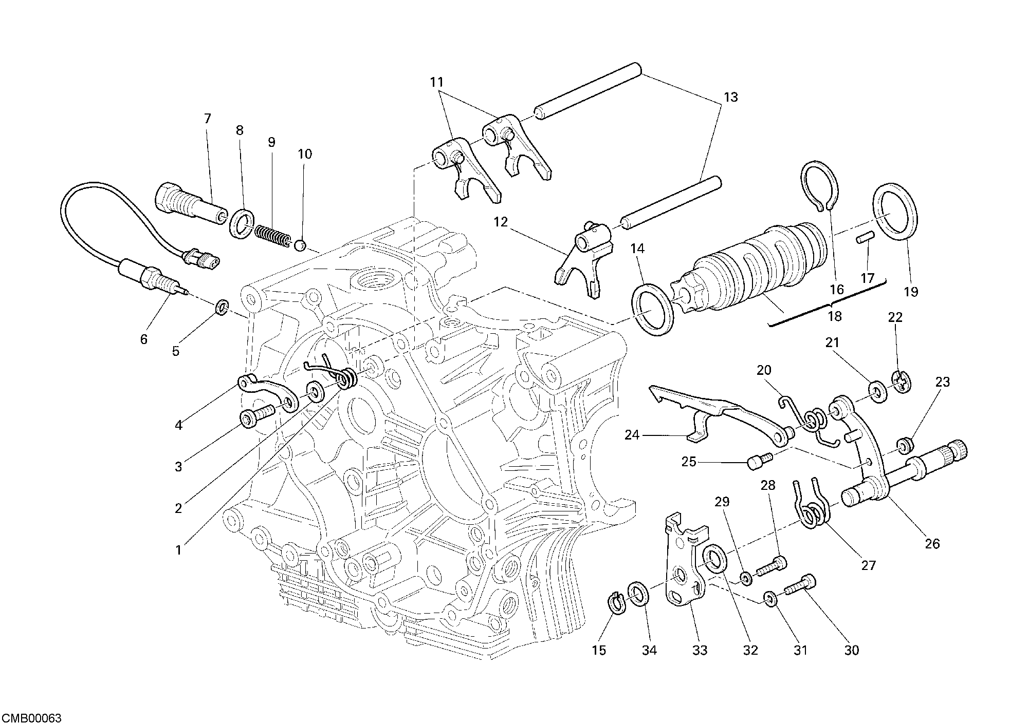 Tambour changement vitesse - fourchette