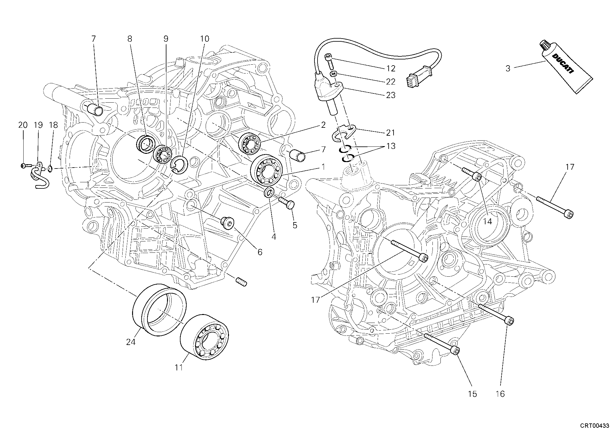 Roulements carter moteur