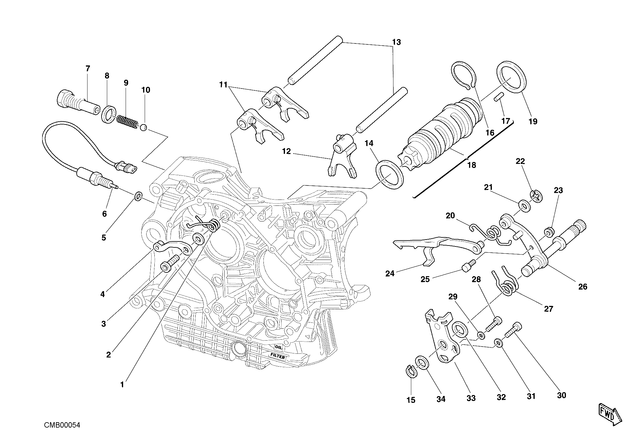 Tambour changement vitesse - fourchette