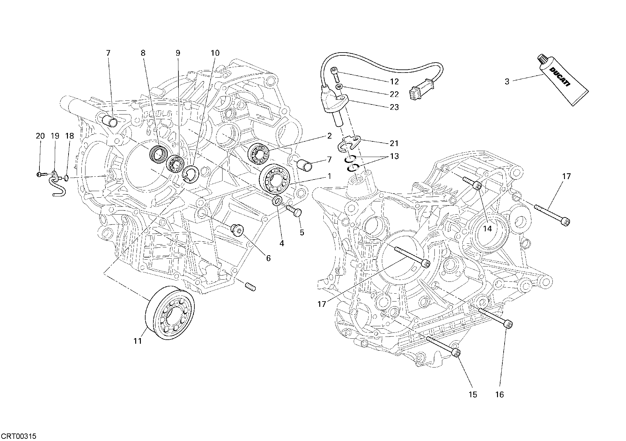 Roulements carter moteur