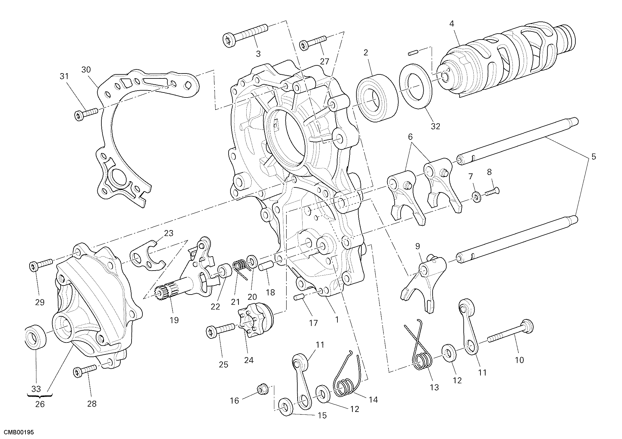 Tambour changement vitesse - fourchette