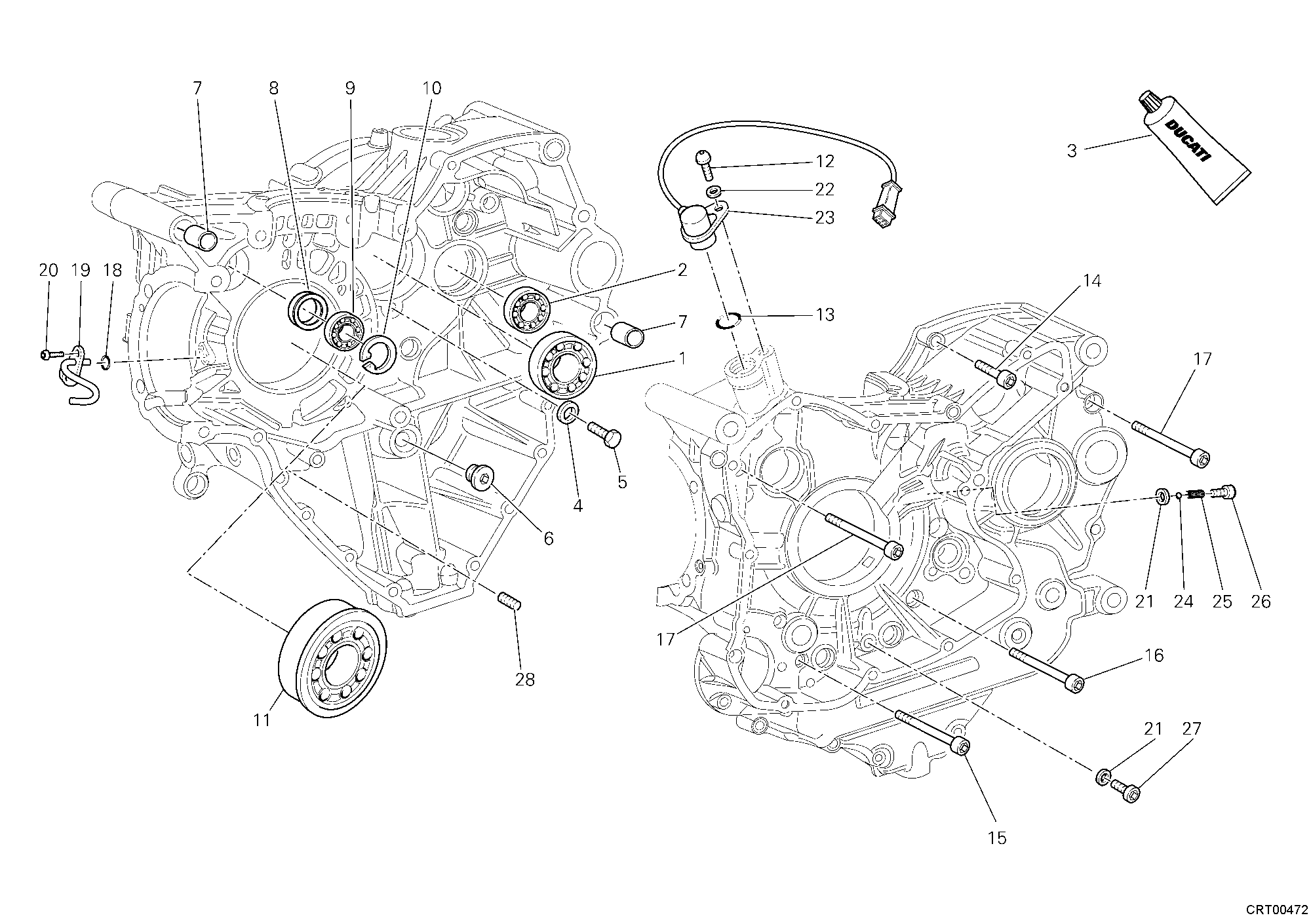 Roulements carter moteur