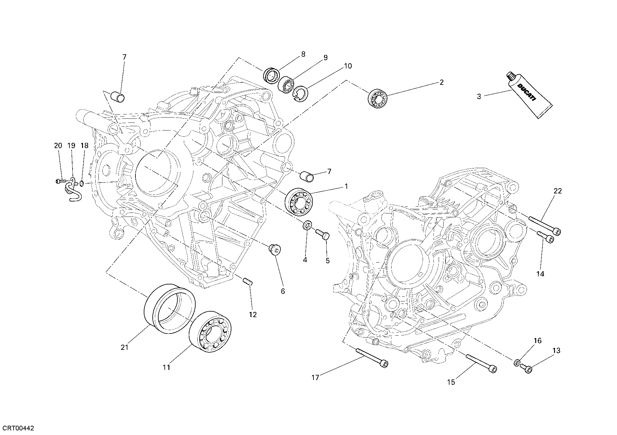 Roulements carter moteur
