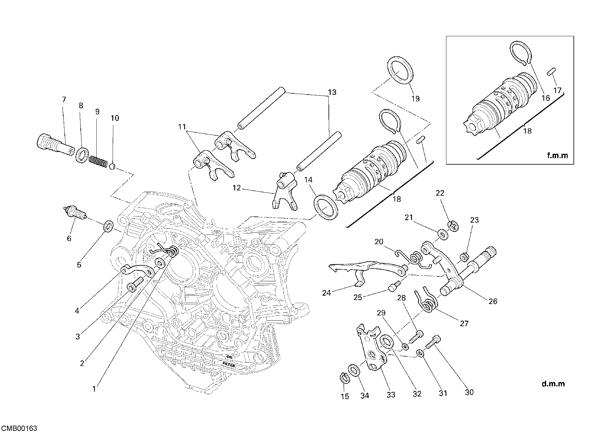 Tambour changement vitesse - fourchette