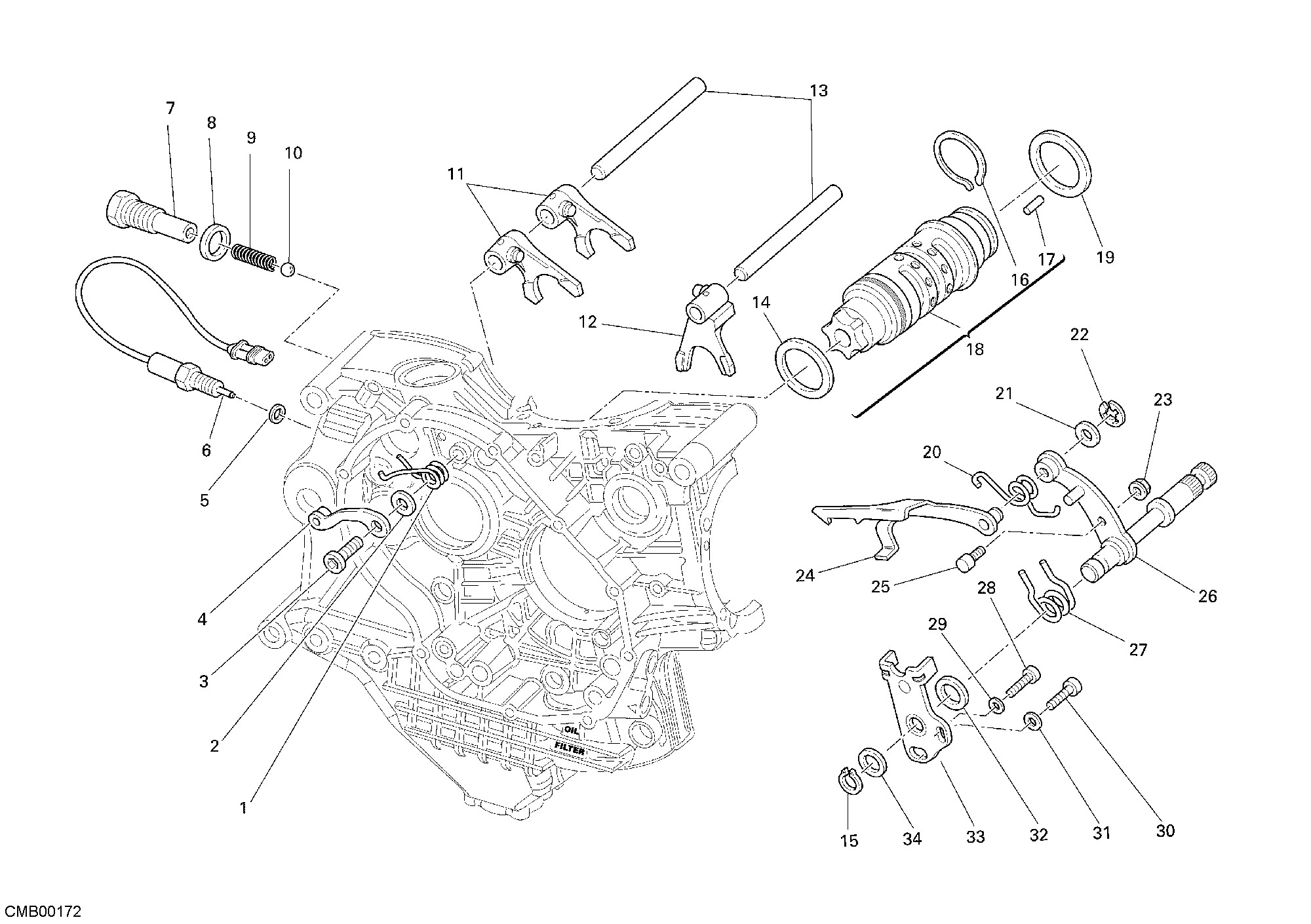 Tambour changement vitesse - fourchette