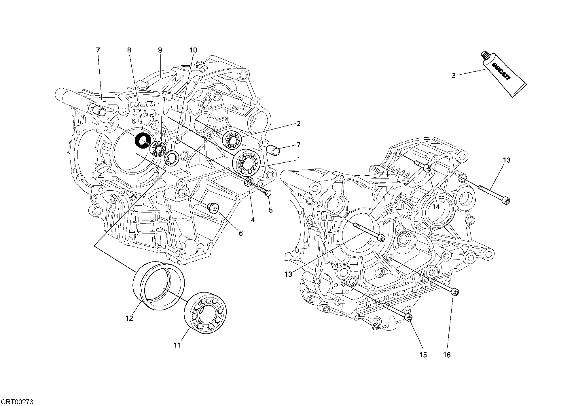 Roulements carter moteur