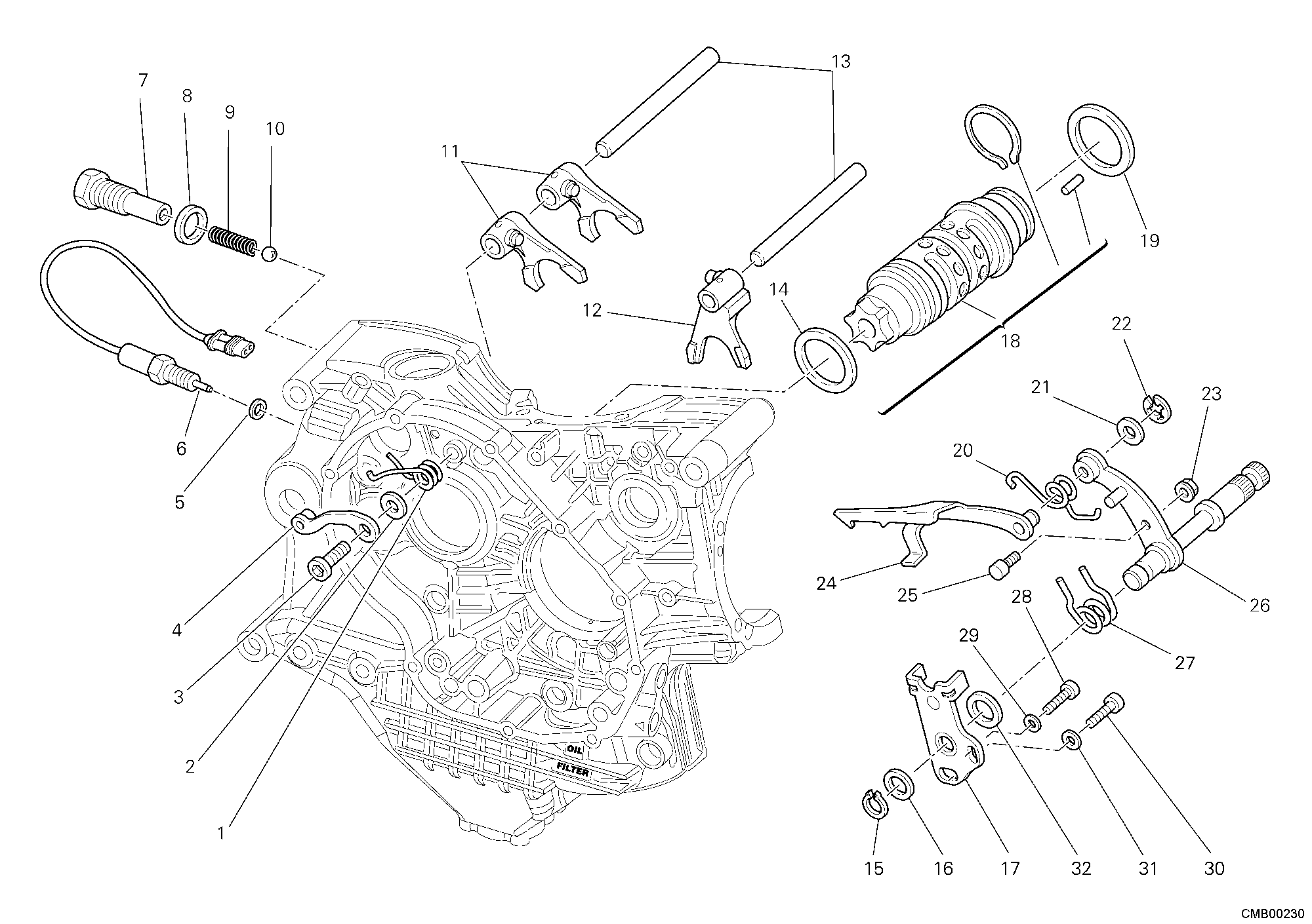Tambour changement vitesse - fourchette