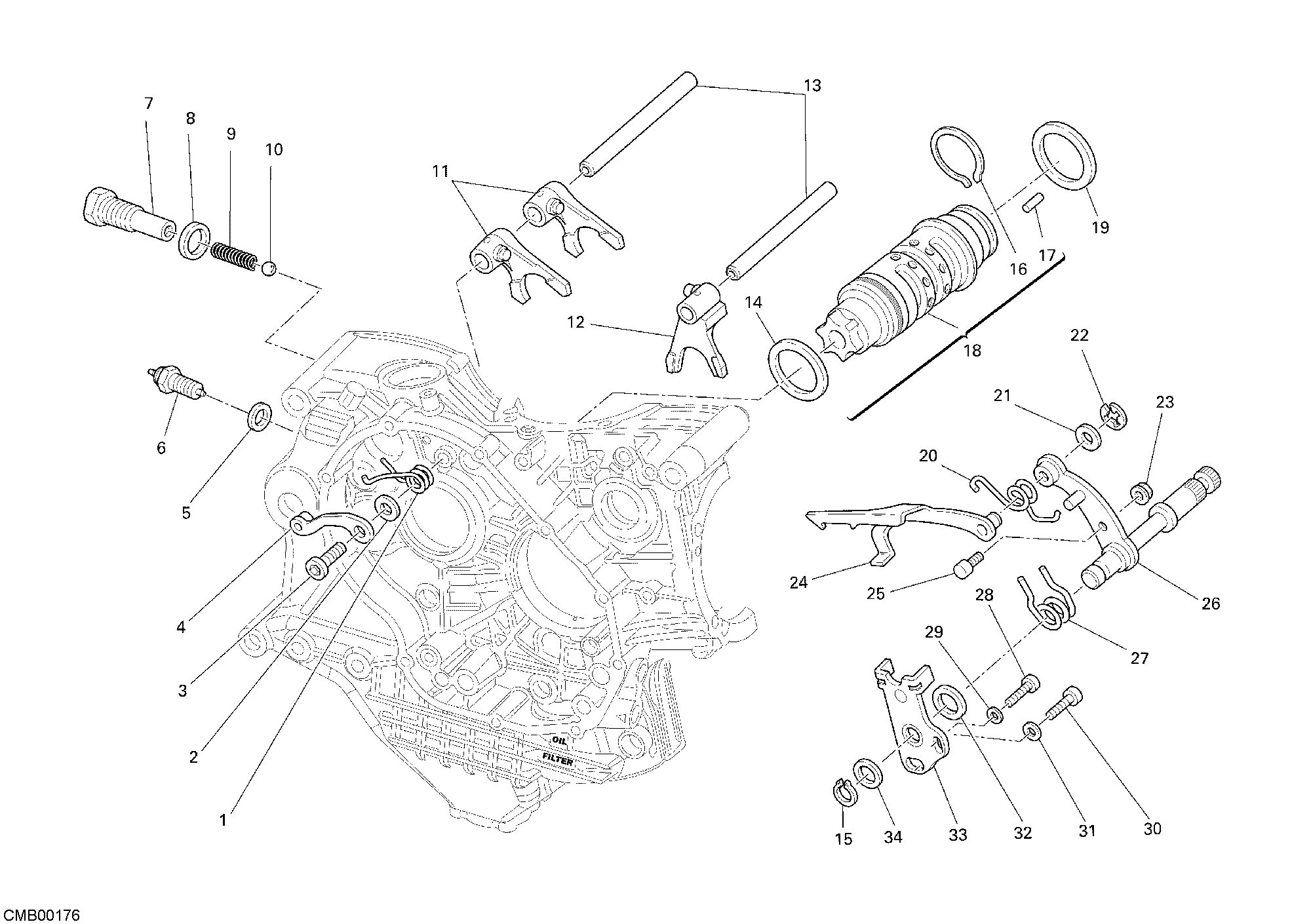 Tambour changement vitesse - fourchette