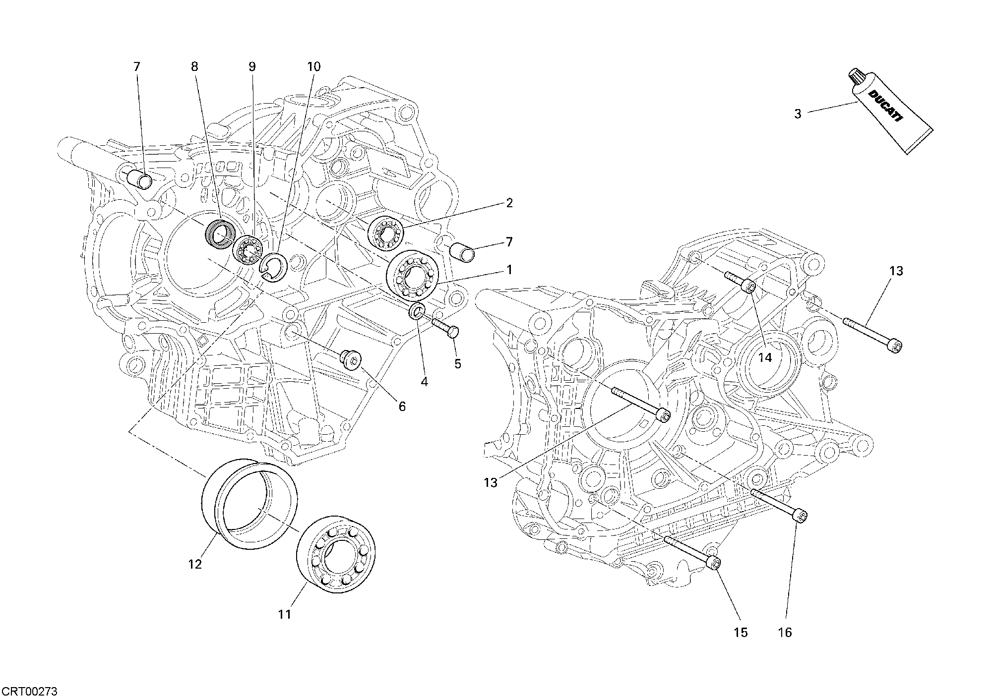 Roulements carter moteur
