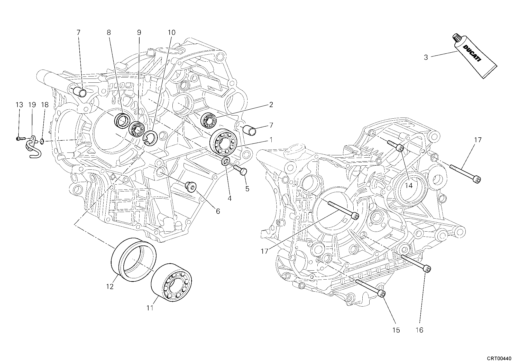 Roulements carter moteur