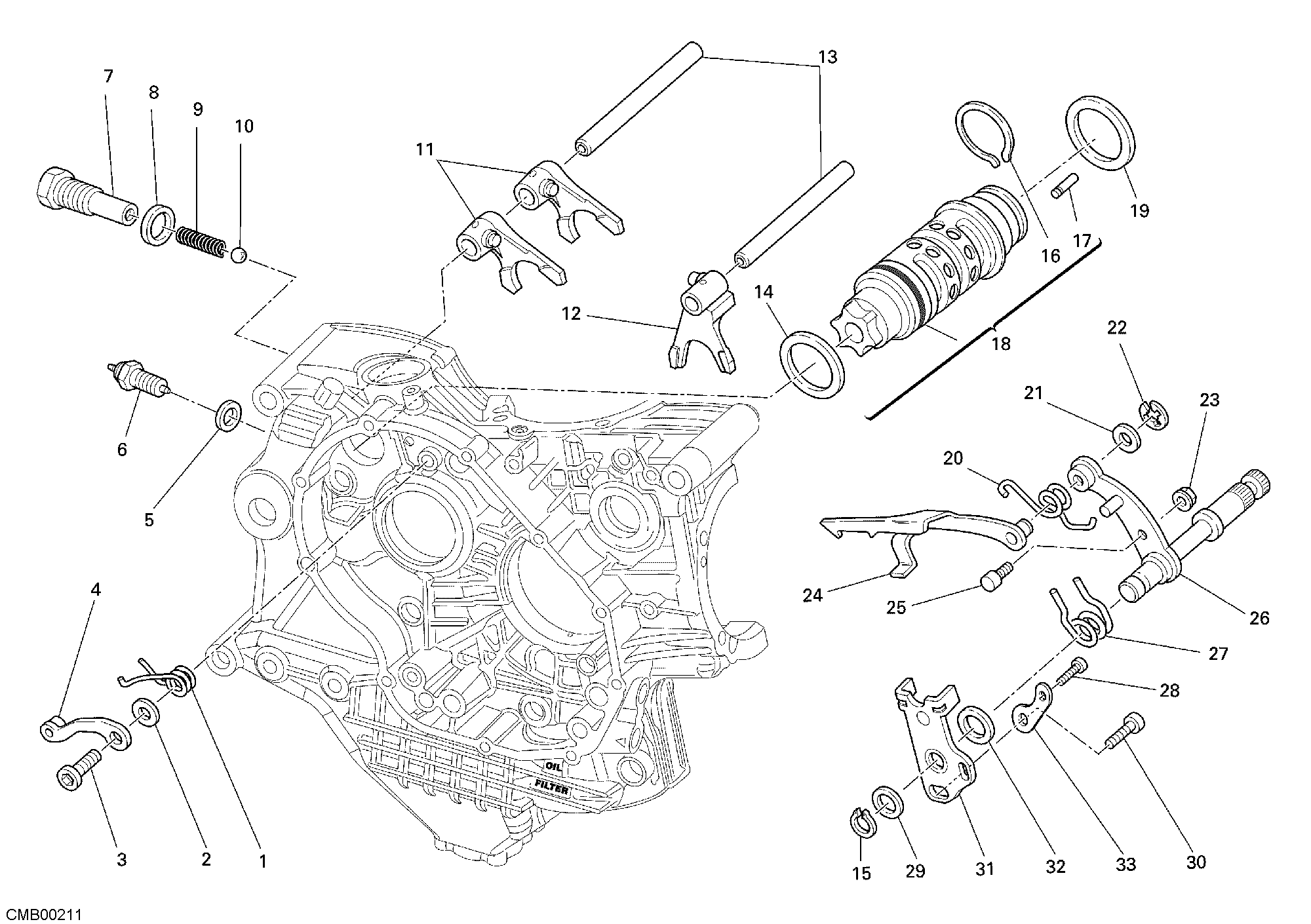 Tambour changement vitesse - fourchette